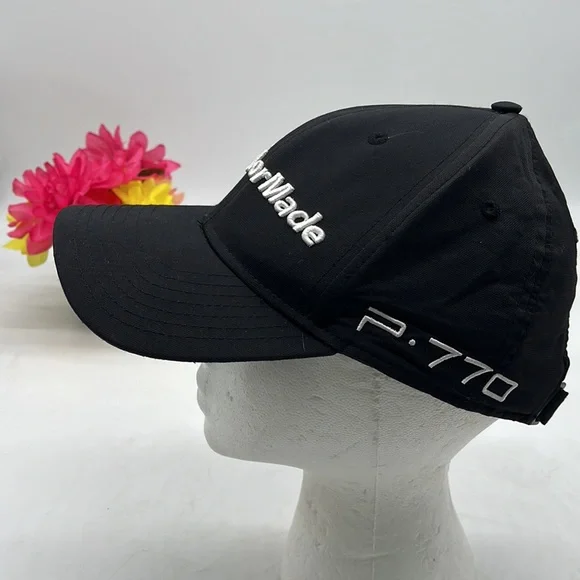 Taylor Made Black Hat with White Logo Adjustable HT3383B - Picture 2 of 6
